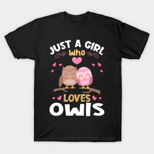 Just a Girl who Loves Owls Gift T-Shirt